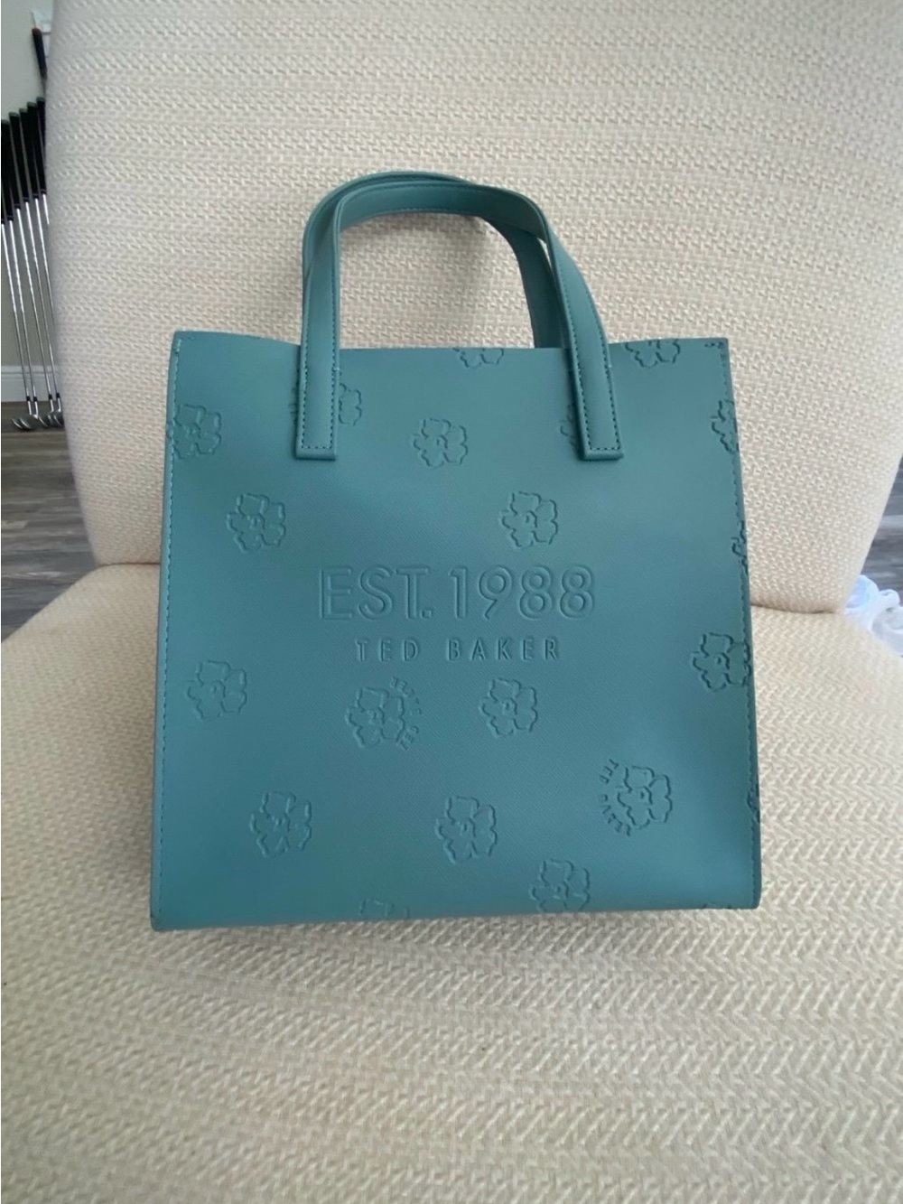 Ted Baker Floral Magnolia Debossed Blue Icon Tote Bag - Picture 2 of 9